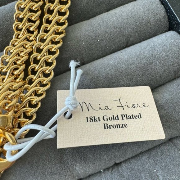 Mia Fiore 18 in long Dyadema necklace 18K gold plated bronze Italy - Picture 6 of 13